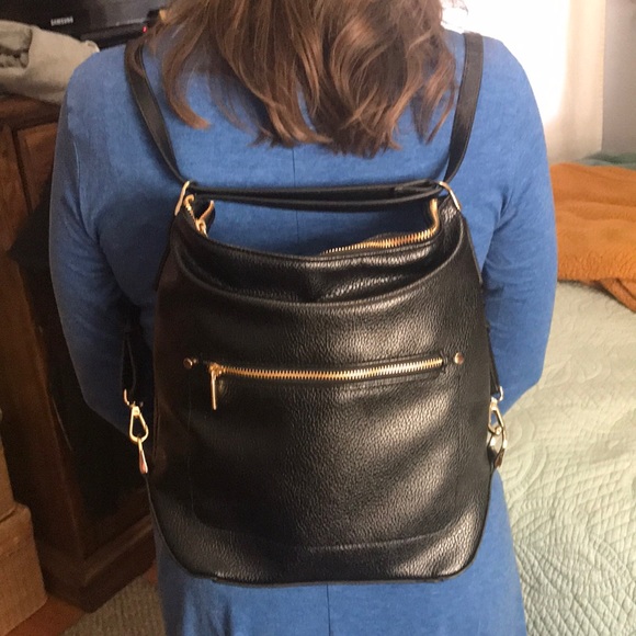 a new day Handbags - Vegan black leather purse/backpack